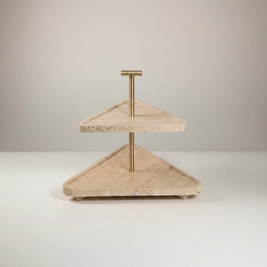Beige Travertine Marble With Metal Rod - detail view - Stonewood Studio