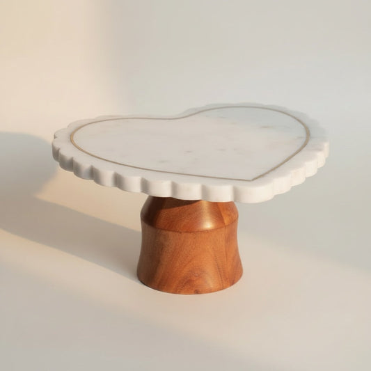 Indian White Marble With Wooden Base and Brass Inlay - detail view - Stonewood Studio