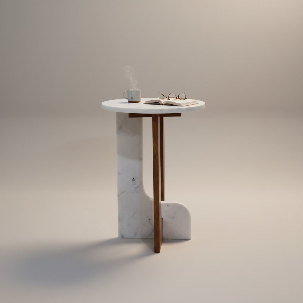 Indian White Marble With Acasia Wood