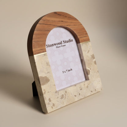 Leopard Marble With Accasia Wood With Brass Inlay