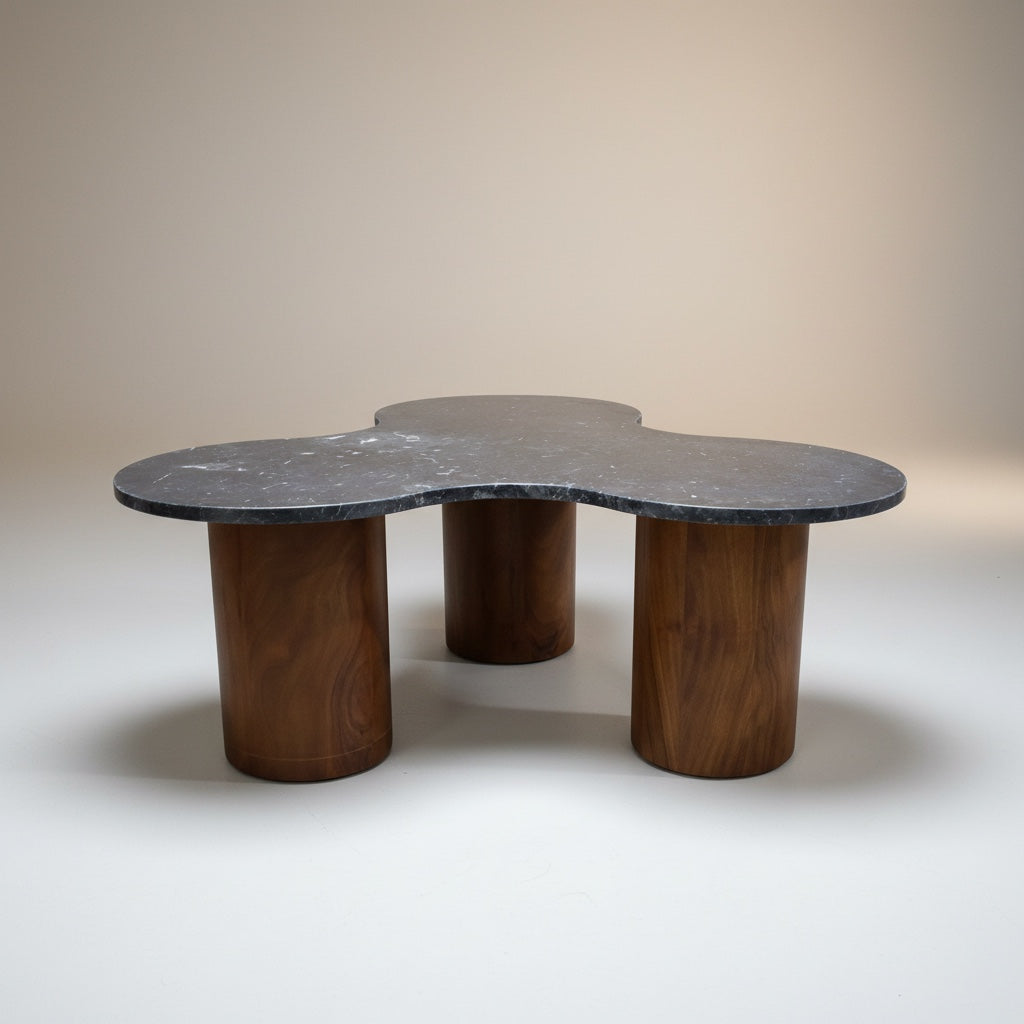 Ocean Black Marble With Acasia Wooden Base