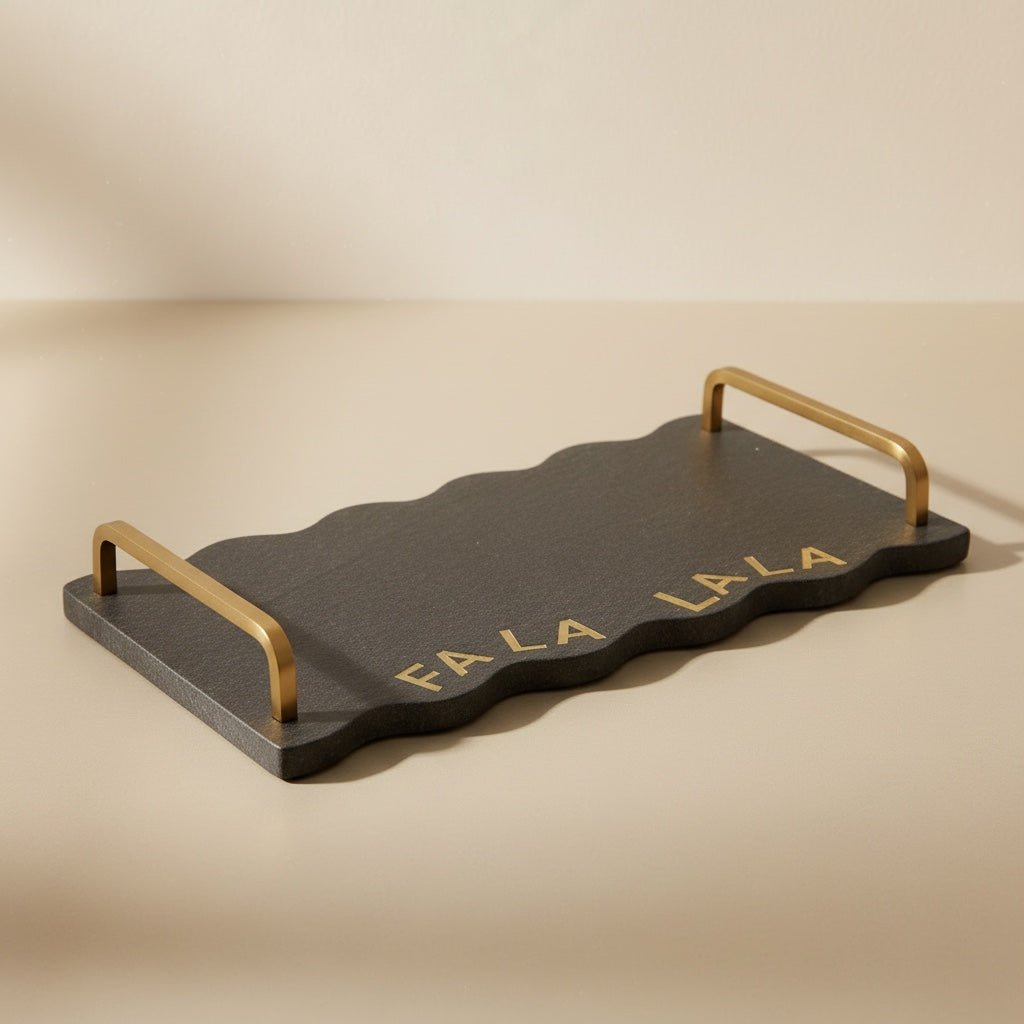 Ocean Black Marble With Brass Handle Withbrass Inlay