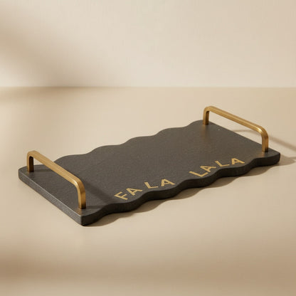 Ocean Black Marble With Brass Handle Withbrass Inlay