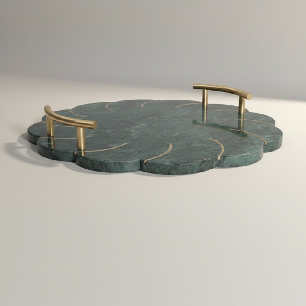 Baroda Green Marble With Brass Inlay With Brass Handle