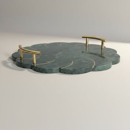 Baroda Green Marble With Brass Inlay With Brass Handle