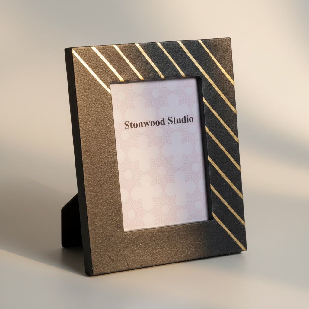 Ocean Black Marble With Brass Inlay