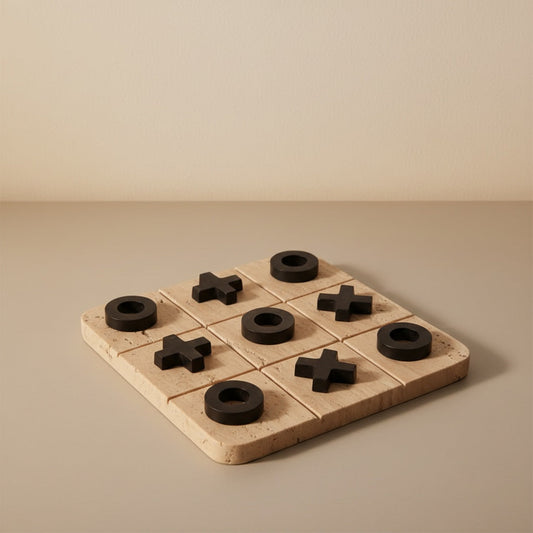 Beige Travertine Marble Tic-Tac-Toe Game | Stonewood