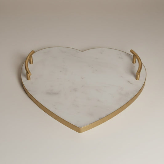 Indian White Marble With Brass Frame and Brass Handle - detail view - Stonewood Studio