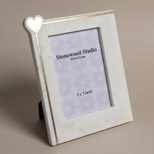 Indian White Marble With Brass Inlay - detail view - Stonewood Studio