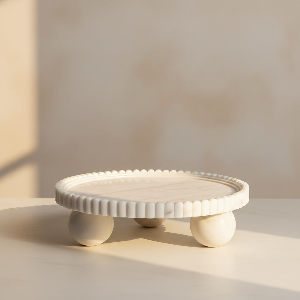 Indian White Marble Elevated Cake Stand | Stonewood