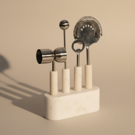 Indian White Marble With Metal - detail view - Stonewood Studio