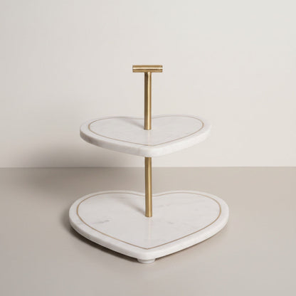Indian White Marble Two-Tier Cake Stand | Stonewood