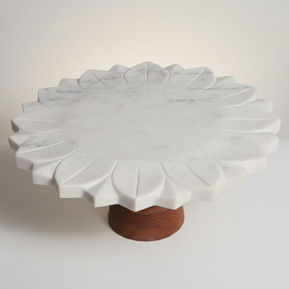 Indian White Marble With Wooden Base and Brass Inlay - detail view - Stonewood Studio