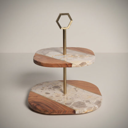 Leopard Marble Two-Tier Cake Stand | Stonewood
