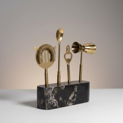 Silver Dragon Marble With Brass - detail view - Stonewood Studio