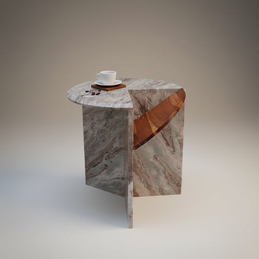 Toronto Marble Acacia Side Table | Stonewood Studio
